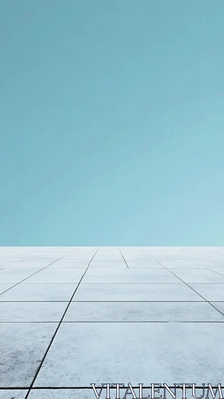 Minimalist concrete facade in extreme low-angle one point perspective