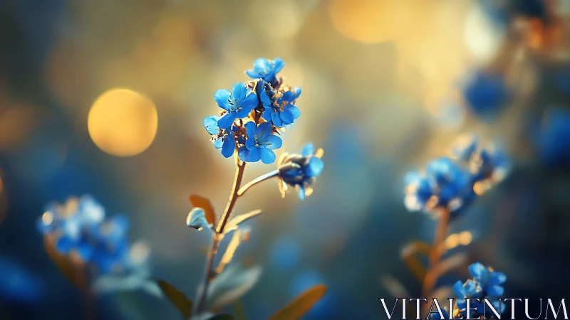 Forget-Me-Nots Glowing in Golden Afternoon Light.