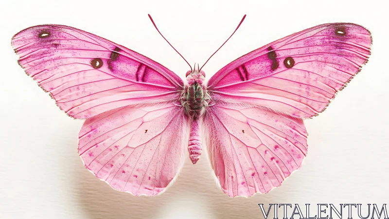 Soft pink butterfly resting in calm, luminous daylight.
