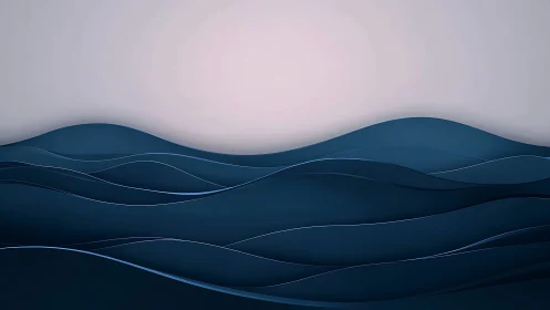 Minimal blue wave landscape with soft fading horizon.