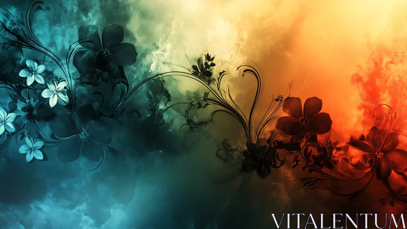 Floral Duality: Turquoise Fire in Gradient Contrast