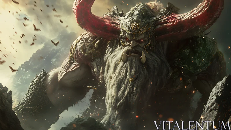 Cyclopean infernal warlord with horned basalt exoskeleton.