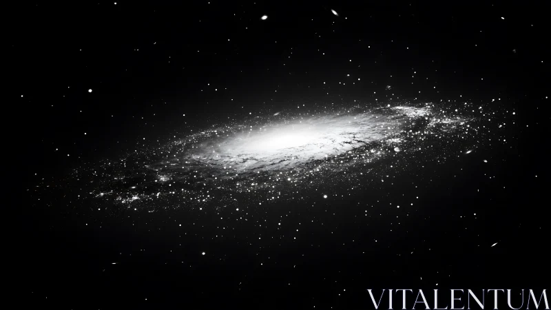 Bright spiral galaxy core in deep black outer space.