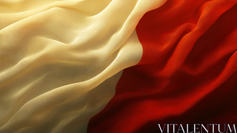 Flowing cream and red fabric with soft wave texture.