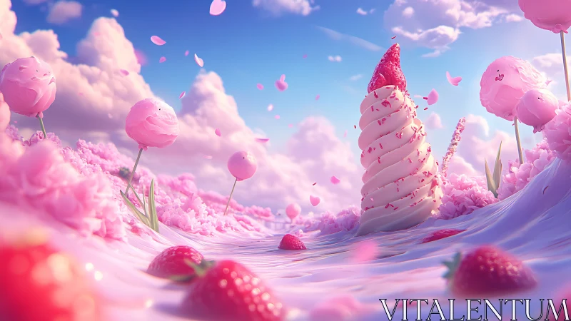 Strawberry dreamland swirls into a creamy pink dessert river