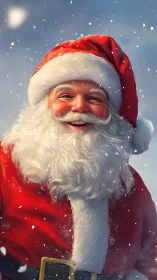 High detail digital portrait of classic Santa in snowfall