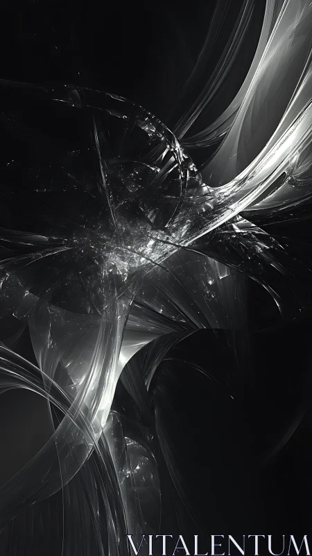 Monochrome fractal vortex forms luminous crystalline arcs