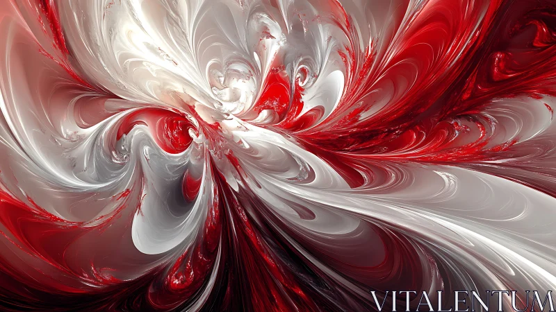 Swirling crimson and ivory fractal bloom in motion.