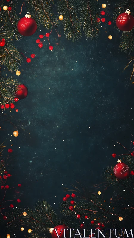 Cozy Christmas greenery framing a starry midnight sky.