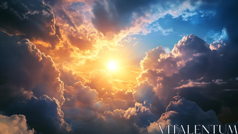 Sunburst sky ignites storm clouds with radiant contrast.