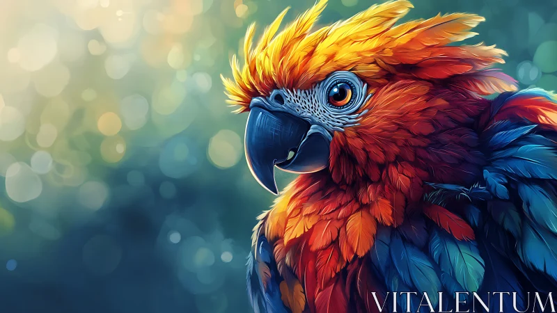 Vibrant Parrot Portrait in Lush Digital Art Style.
