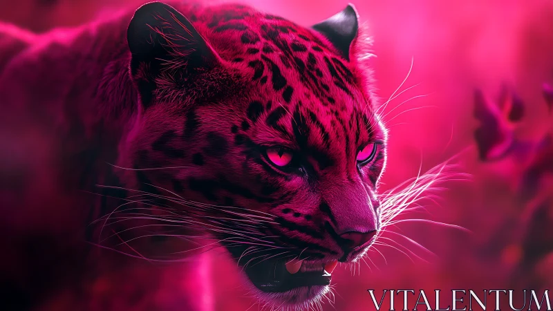 Neon Predator: Magenta Leopard's Luminous Gaze
