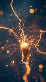Photorealistic macro of glowing electric filament bursts.