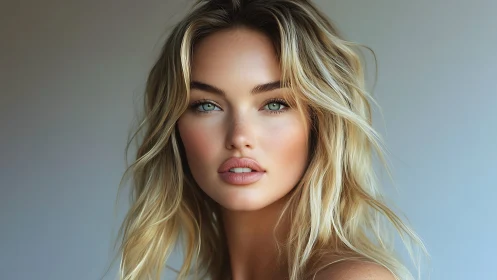 Hyperreal portrait of blonde woman in soft natural lighting