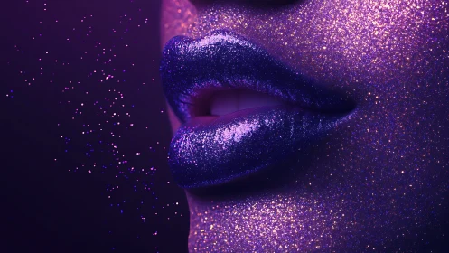 Macro analysis of ultraviolet glitter lips and particulate field.