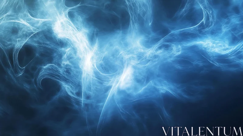 Ethereal Blue Smoke Abstract Art with Dreamlike Wispy Patterns.