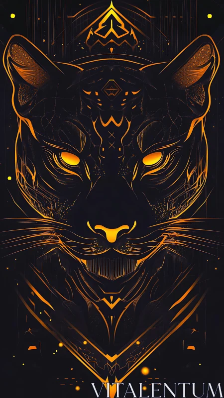 Cosmic Feline Guardian in Golden Light.
