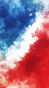 Tri-color tempest of paint-splashed red, white, and blue.