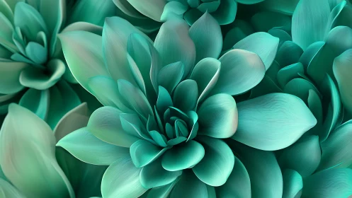 Turquoise Succulent Flower Petals In Close Detail.