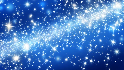 Starlit blue sky sparkling with a dreamy cosmic shimmer.