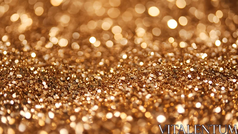 Macro depth-of-field study of golden glitter bokeh surface