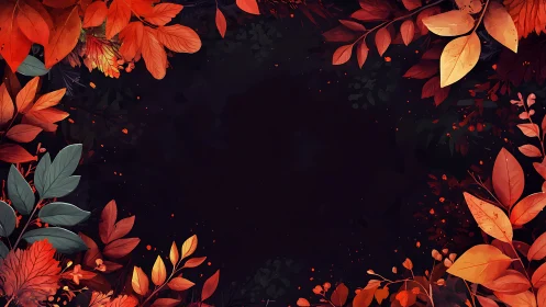 Autumn foliage frames a dark, elegant seasonal background.