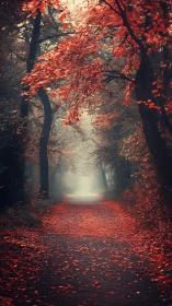 Crimson Passage: Where Autumn's Embrace Glows Eternal