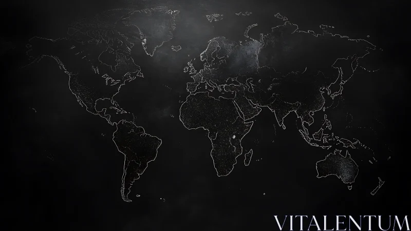 Minimal world map glows over dark textured background