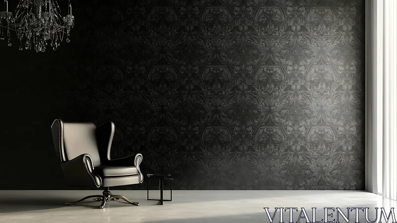 Quiet black lounge corner invites calm, elegant reflection