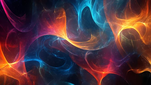 Shimmering nebula waves swirl in vivid cosmic color