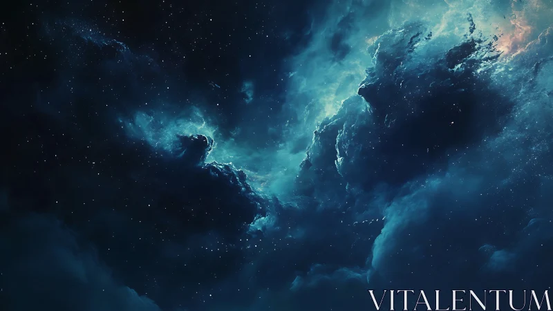 Star-forged stormclouds swirling in an electric midnight sky.