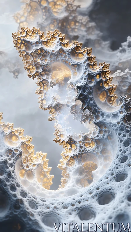 Fractal bubble structures form layered golden and white coils