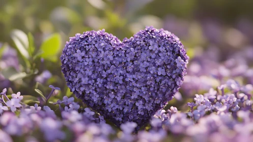 Purple Heart-Shaped Flower Cluster in Soft Focus Garden.