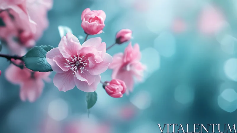 Pink blossoms with soft bokeh background demonstrate shallow depth of field photography technique.