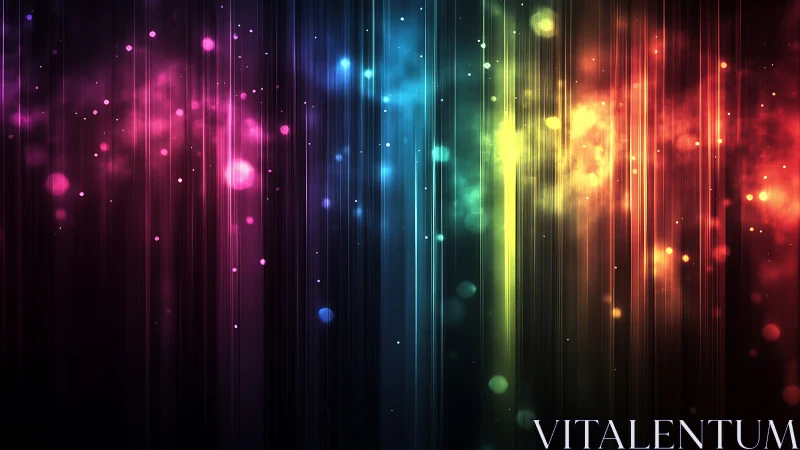 Vertical light streaks divide multicolor bokeh gradient