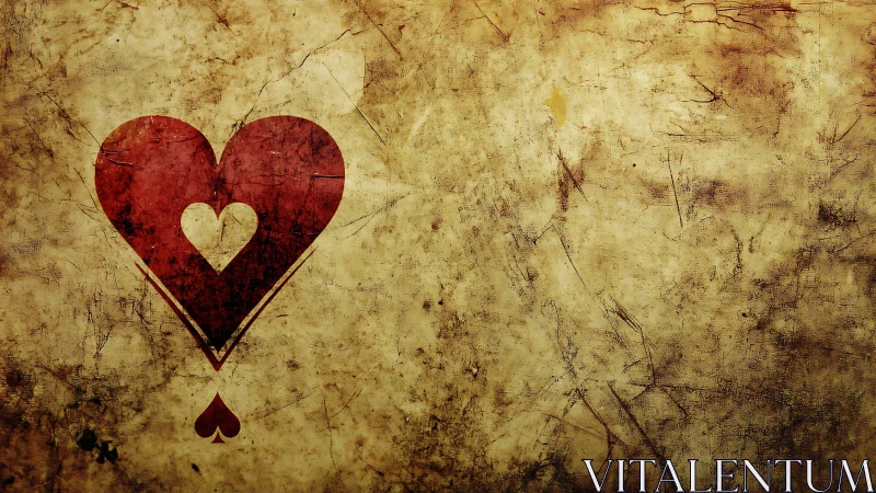 Nested Hearts on Weathered Paper with Grunge Texture.