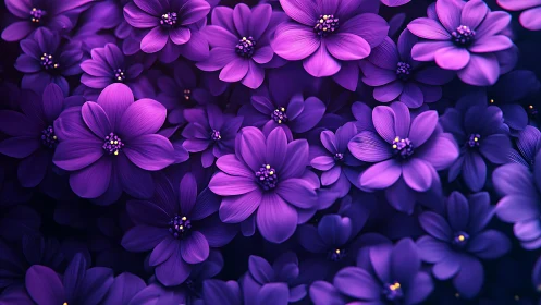 Purple Cosmos Flowers in Full Bloom. Dense Floral Arrangement.