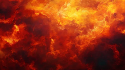 Fire and smoke abstraction with red-orange gradation.