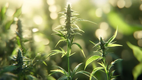 Sunlit garden greens basking in a dreamy golden glow.