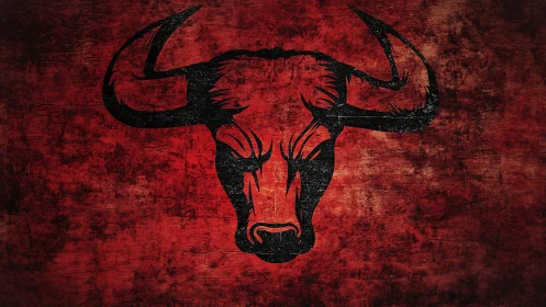 Stylized bull head emblem rendered on distressed red backdrop