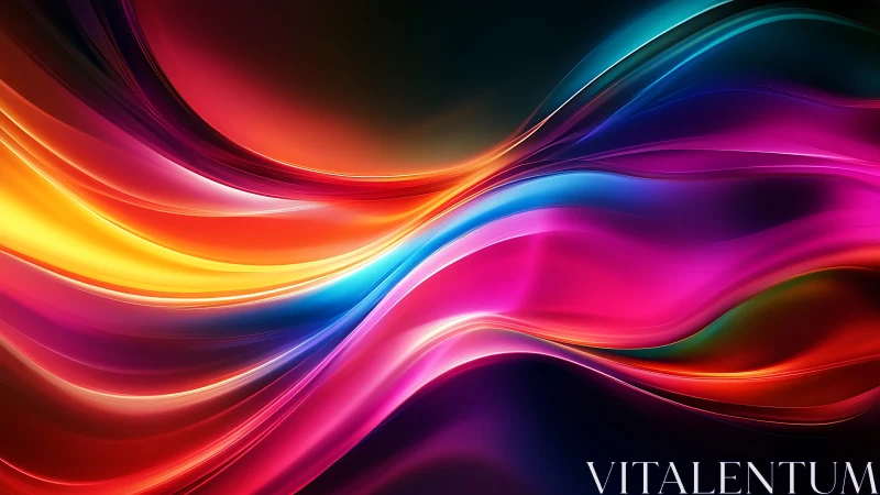 Radiant neon color waves flow across a luminous horizon.