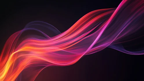 Curved multicolored light streaks on dark gradient background.