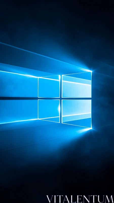 Geometric light window forms emit blue beams into darkness