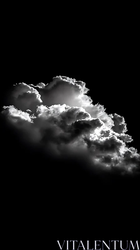 High-contrast cumulonimbus cloud under deep black void.