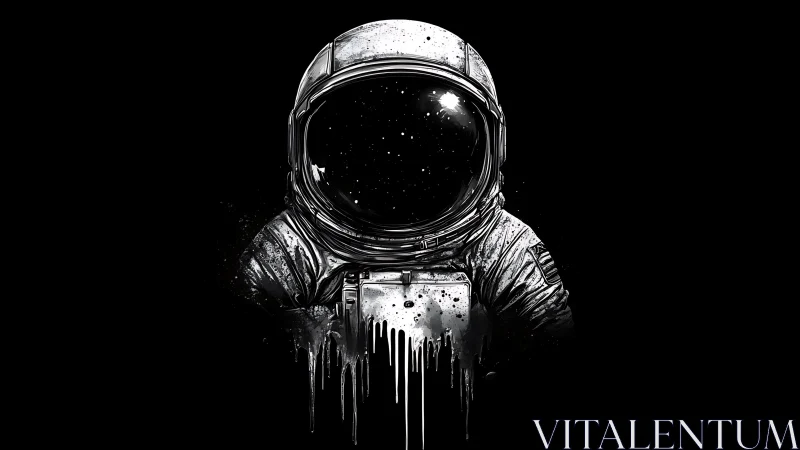 Astronaut portrait rendered in monochrome dripping ink style