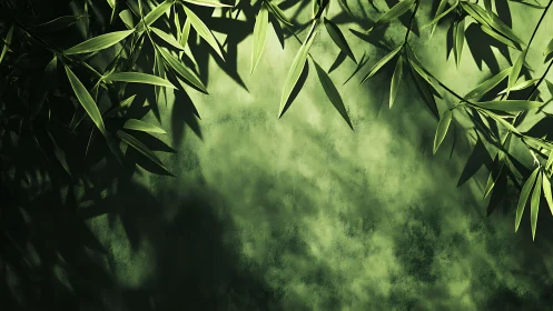 Bamboo shadows whisper softly across sunlit green plaster