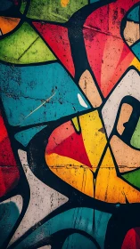 Angular graffiti composition explores fractured chromatic planes