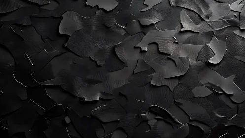 Sculpted black abstract surface ripples with muted metallic light