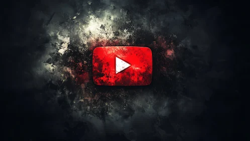 Stormlit red play button blazing through digital dusk.