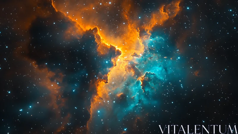 Bicolor nebula composition with luminous core contrast design.